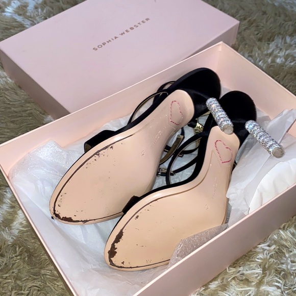 Sophie Webster Satin Rosalind Crystal heeled Sandal - Picture 3 of 4